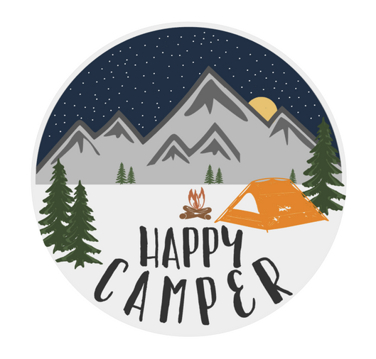 Happy Camper Round Sticker